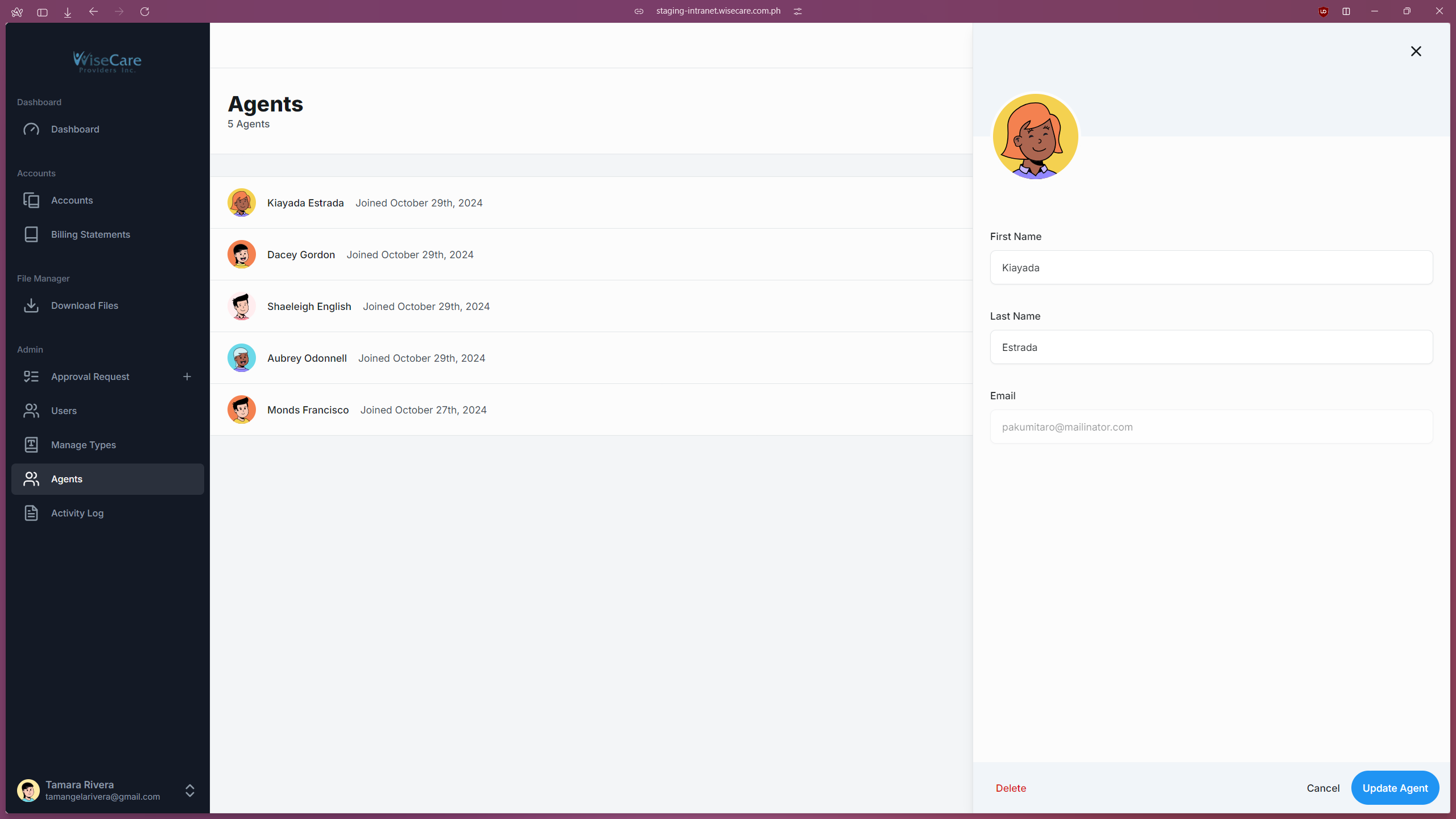 Edit sheet for Agent's Details Edit sheet for Agent's Details