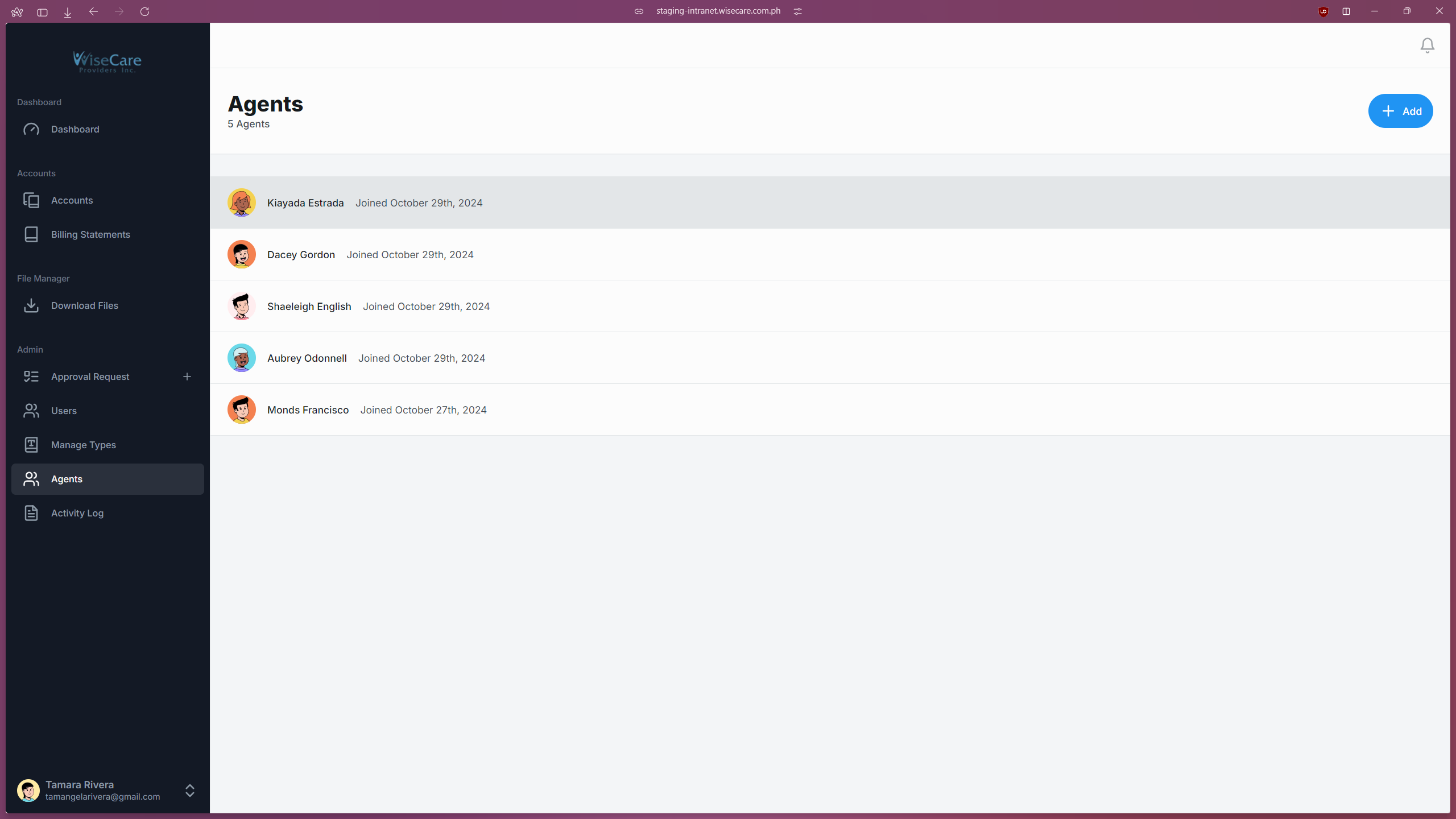 Selecting an Agent's details Selecting an Agent's details