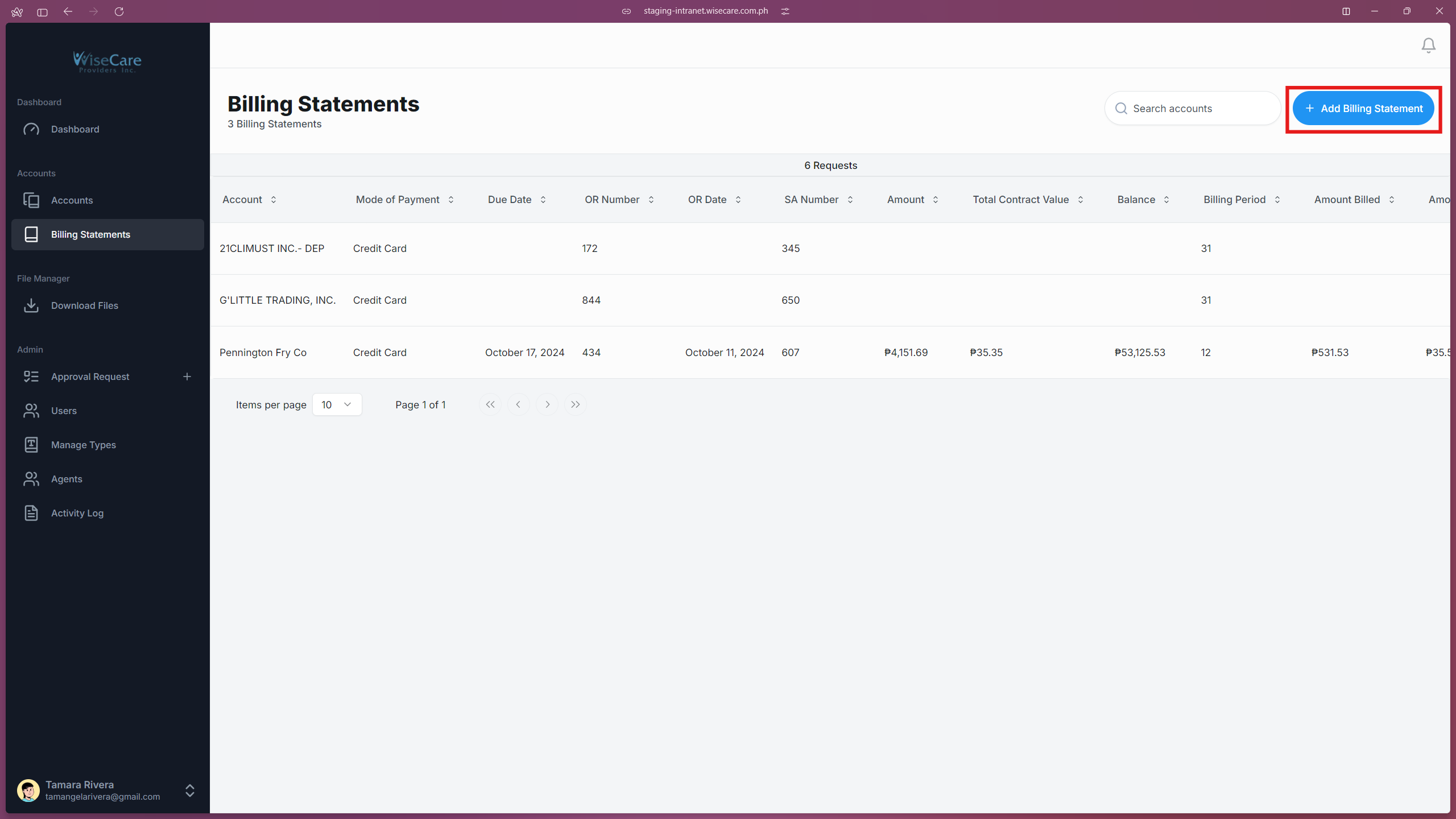 Billing Statements Add Button Billing Statements Add Button