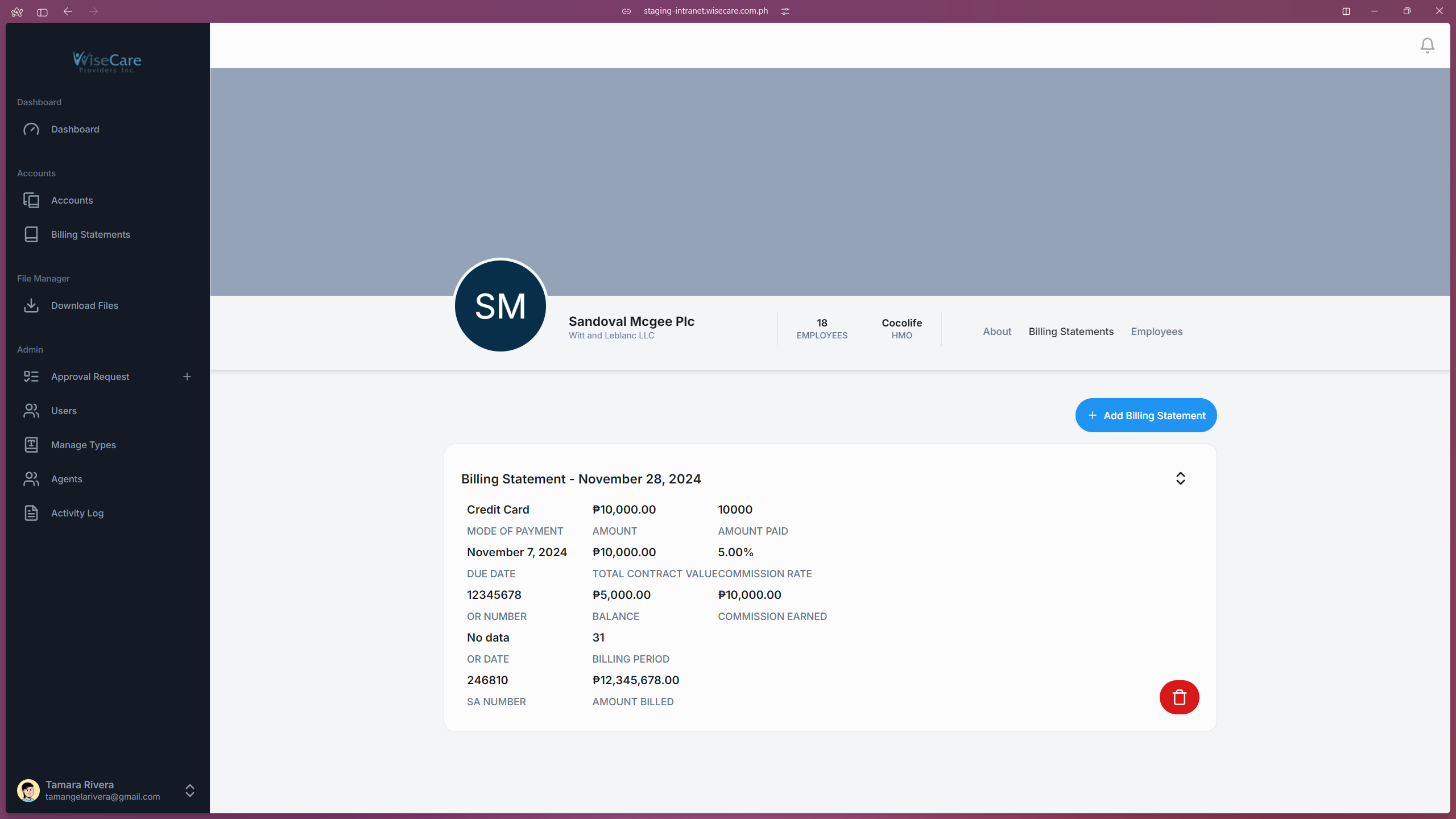 Billing Statements Tab Billing Statements Tab