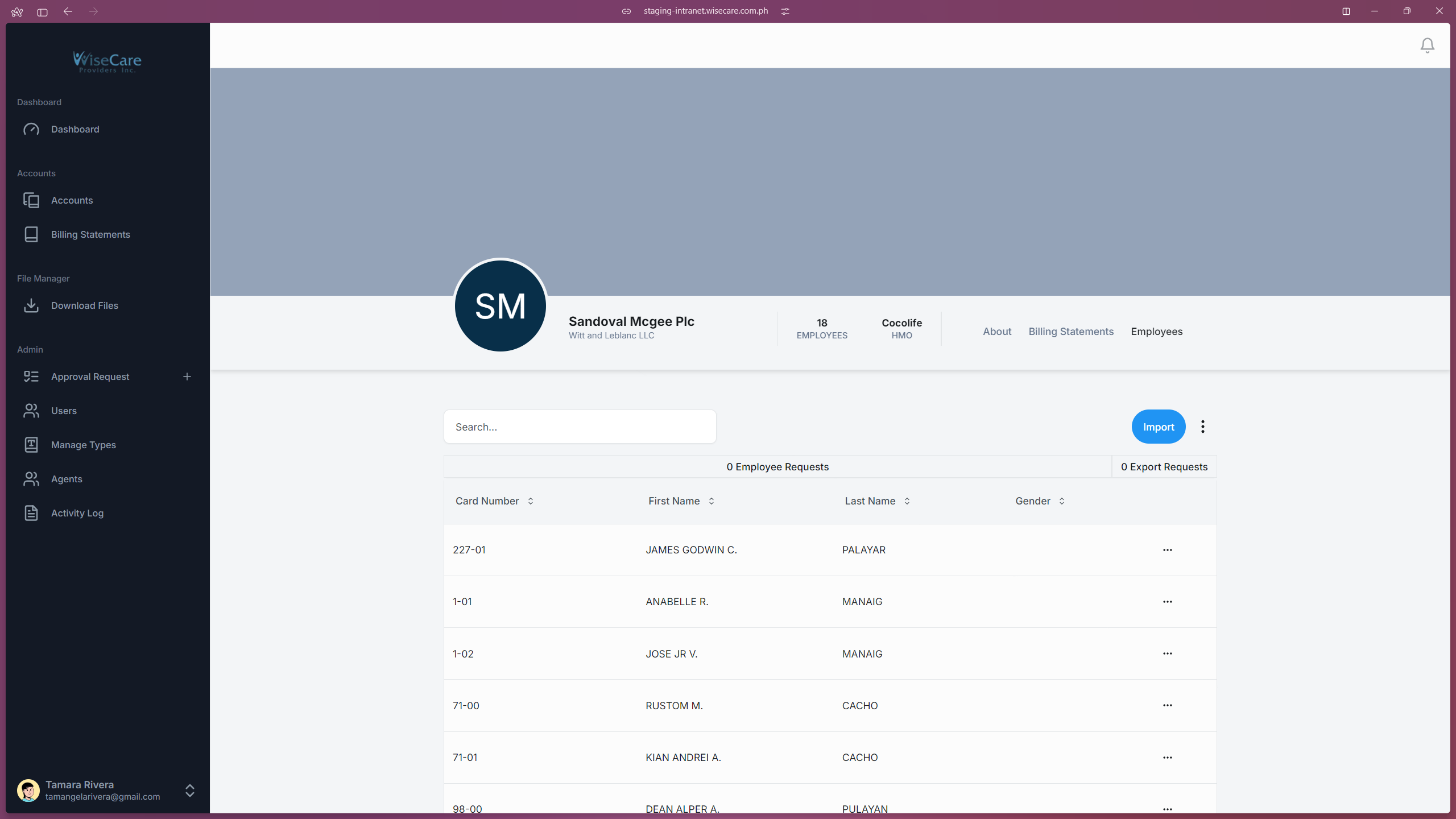 Company Employees Tab Company Employees Tab