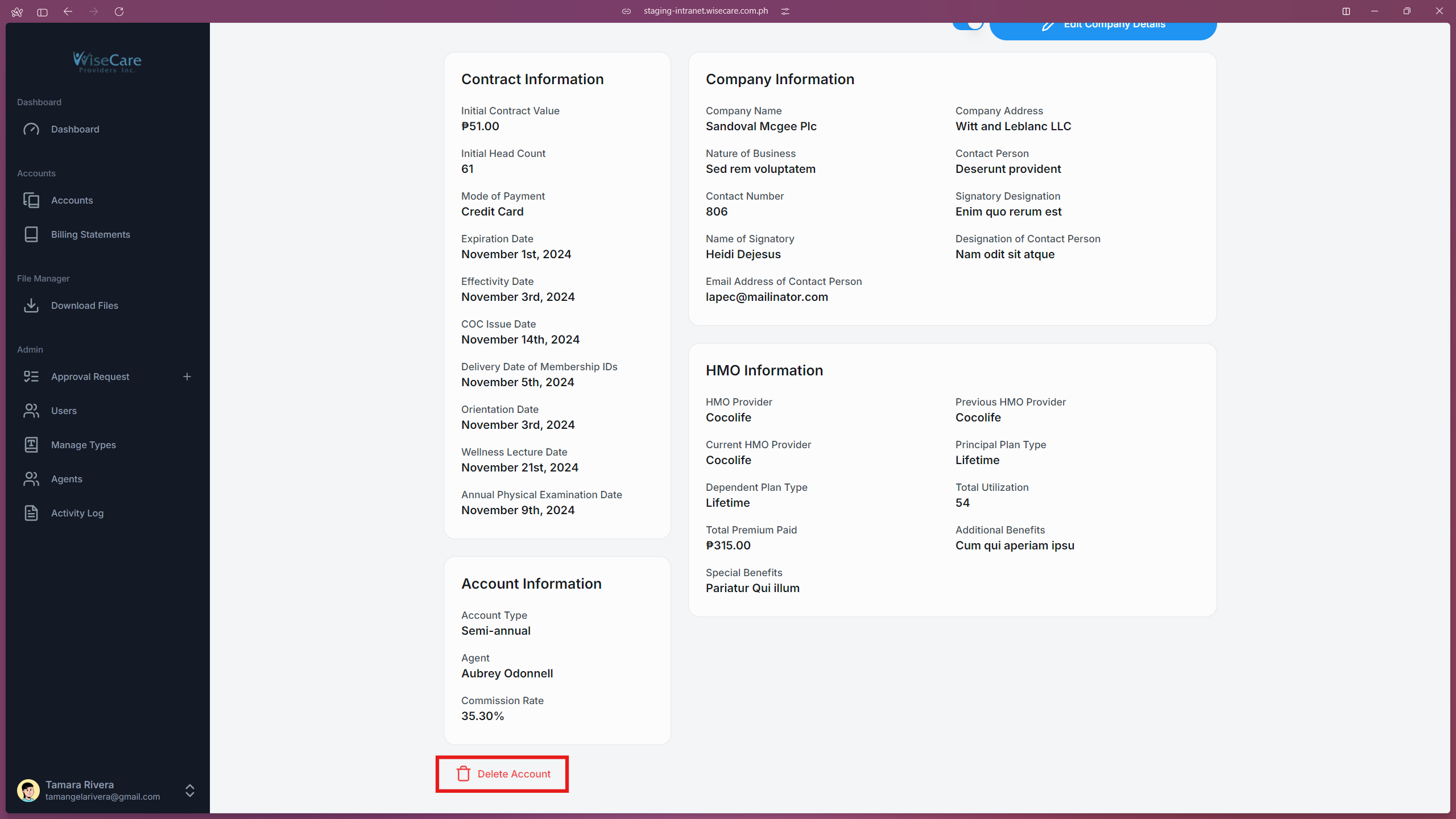 Company Profile Delete Account Company Profile Delete Account