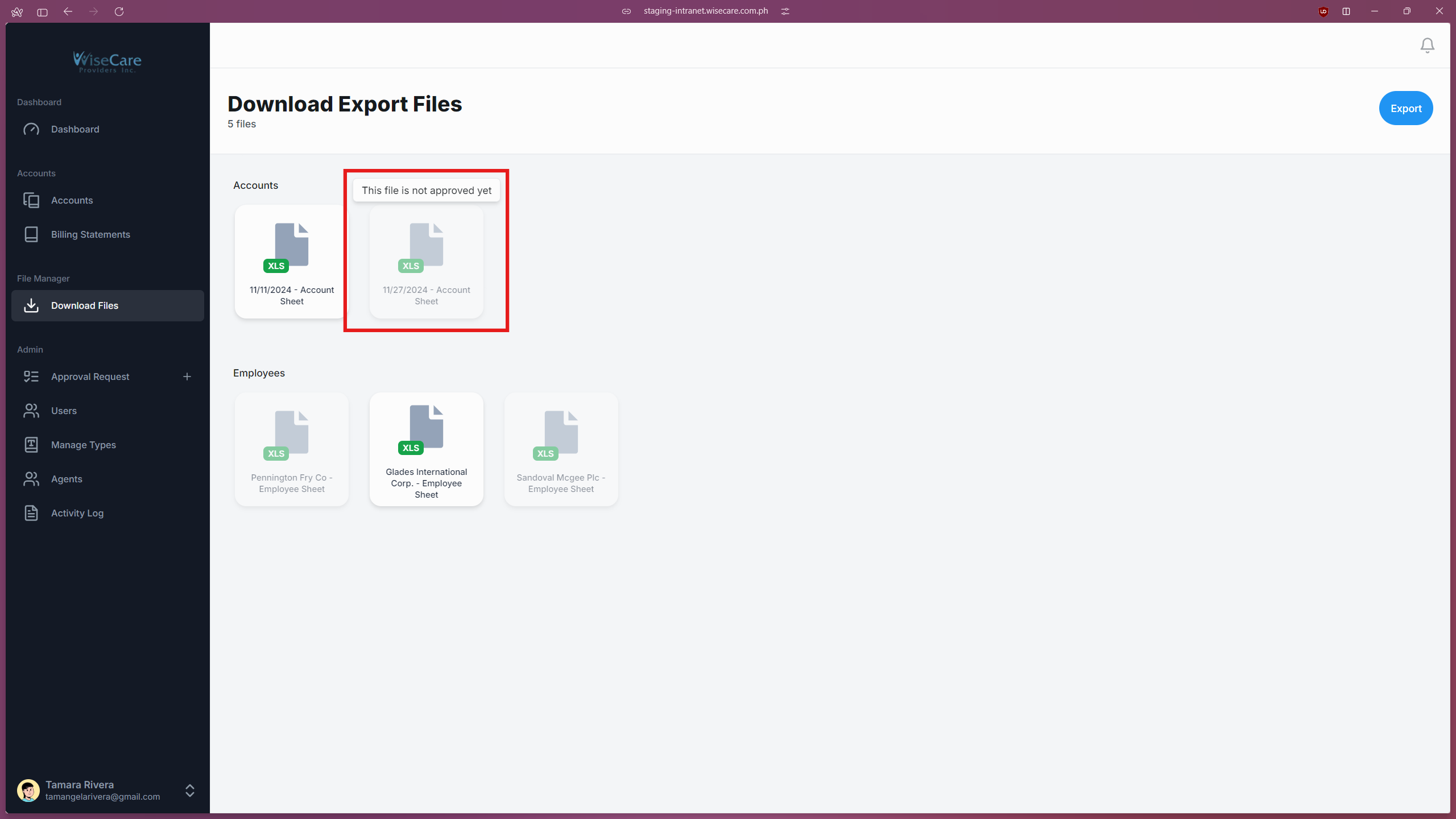 Unapproved Exported Files Unapproved Exported Files