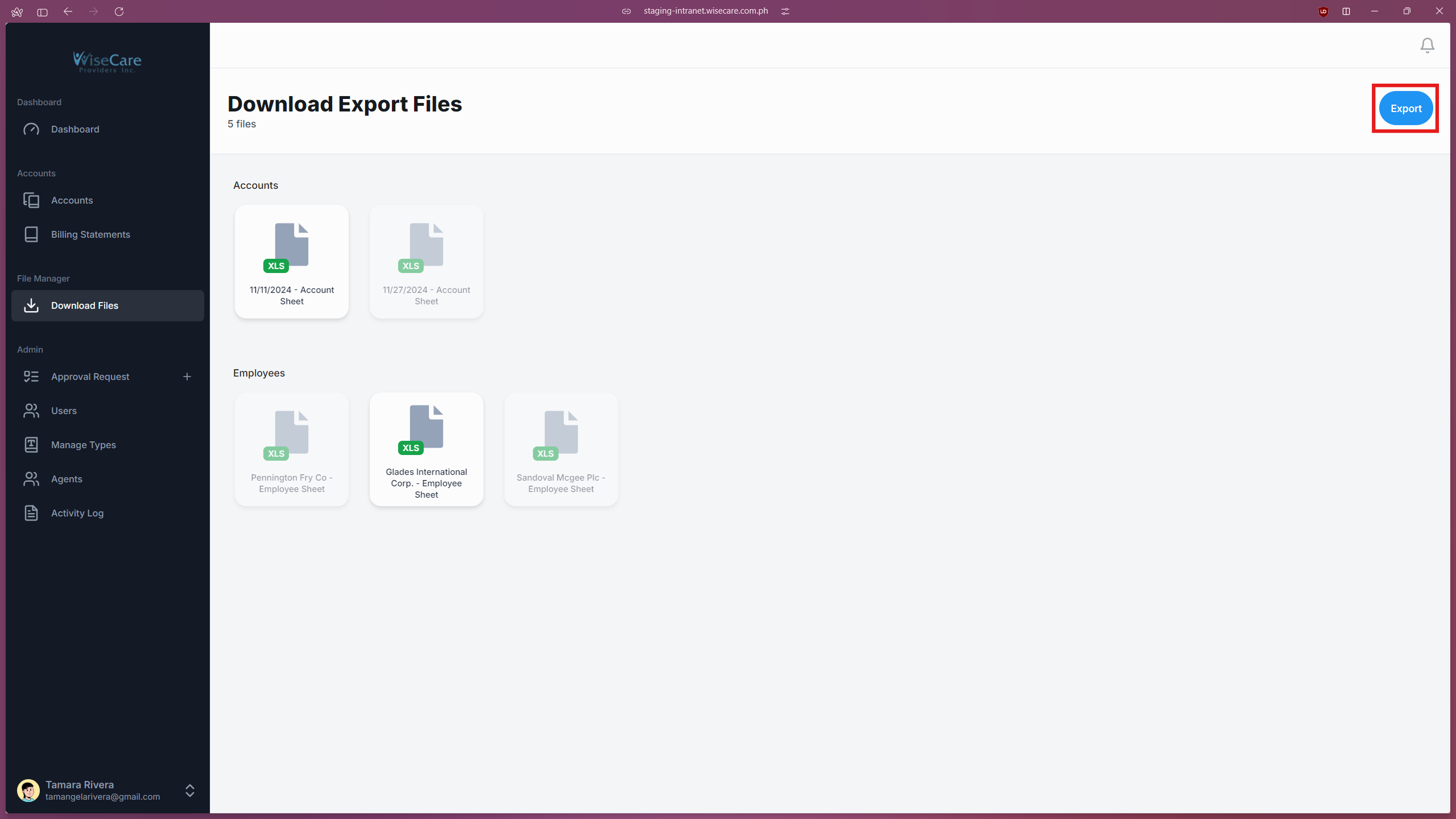 Download Files Export Button Download Files Export Button