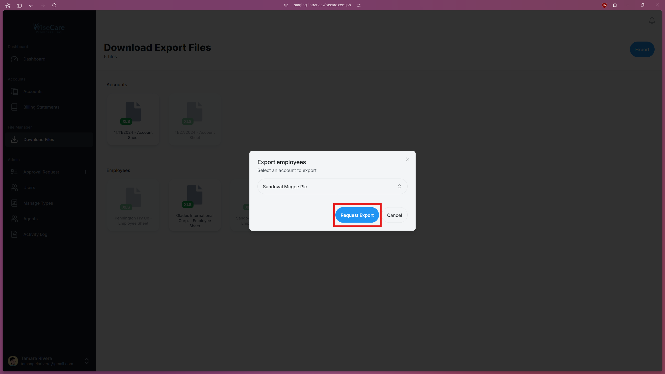 Export Employees Button Export Employees Button