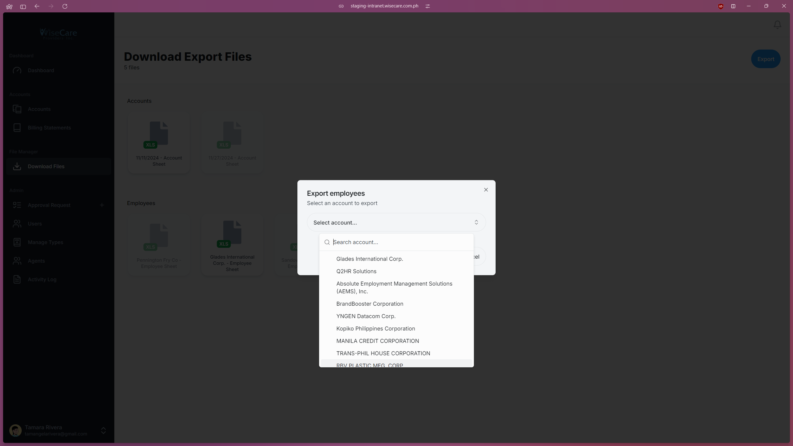 Exporting Employee Data Exporting Employee Data