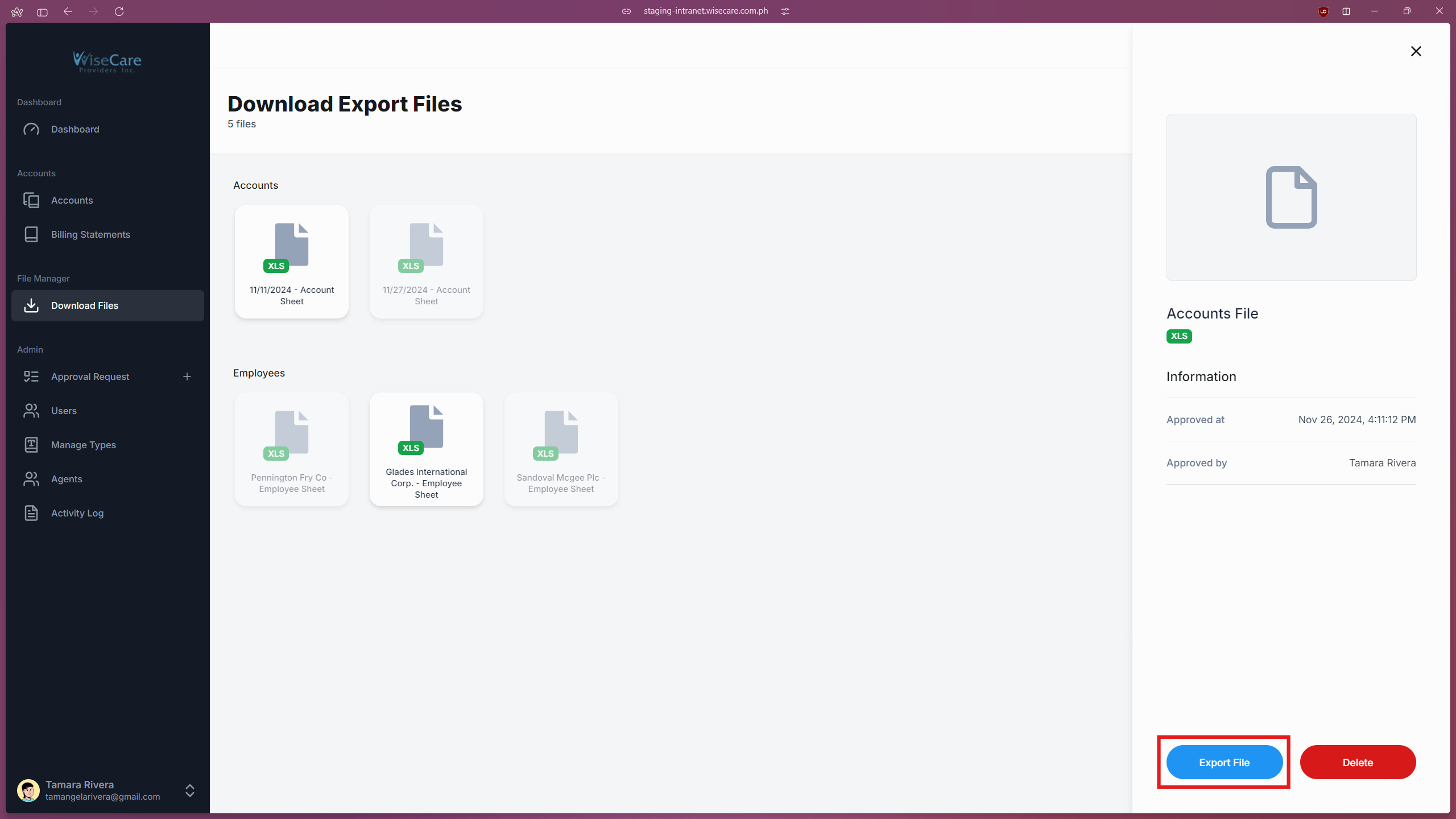 Export File Button Export File Button