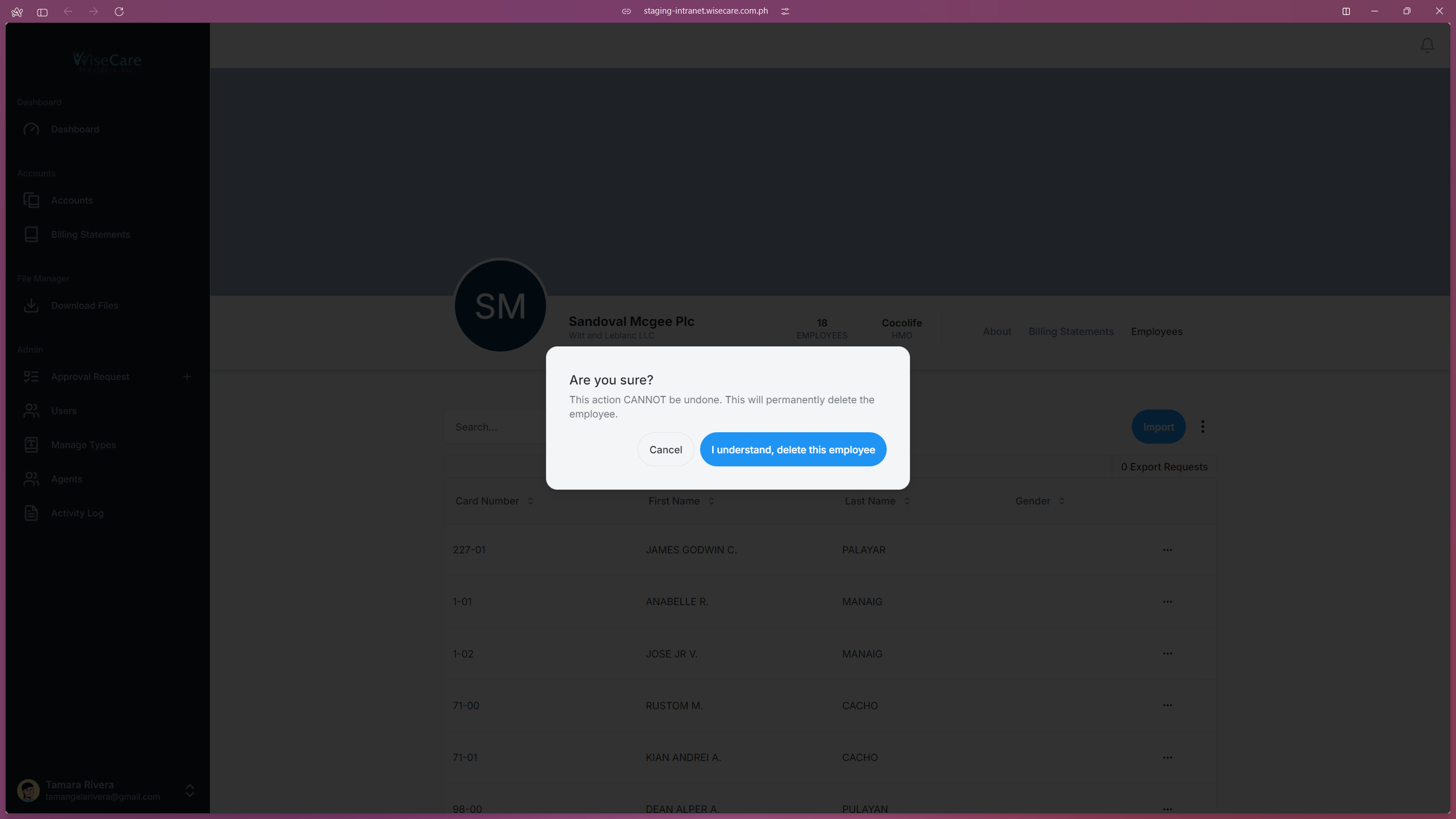 Employees Individual Delete Modal Employees Individual Delete Modal