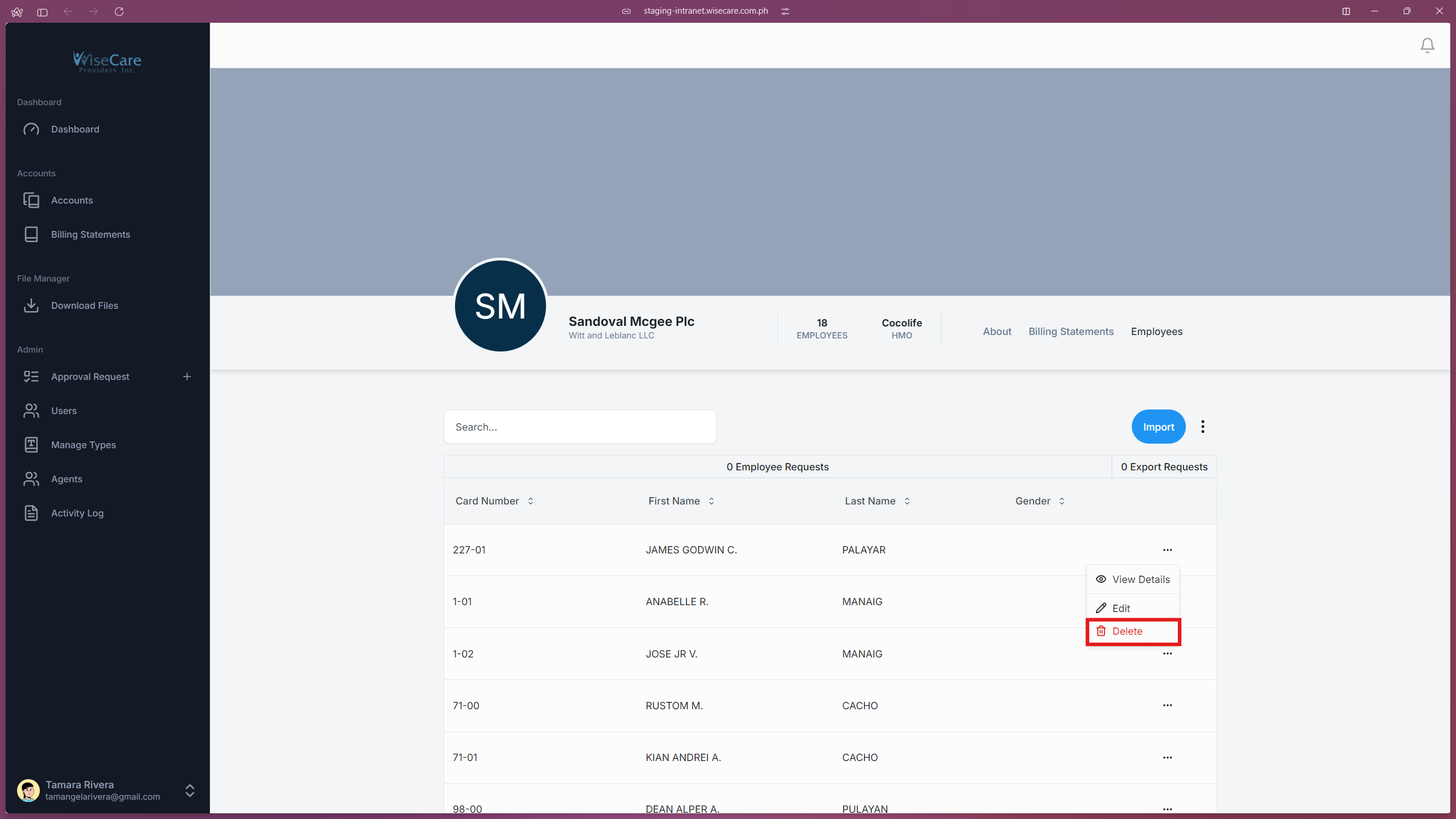 Employees Individual Delete Employees Individual Delete