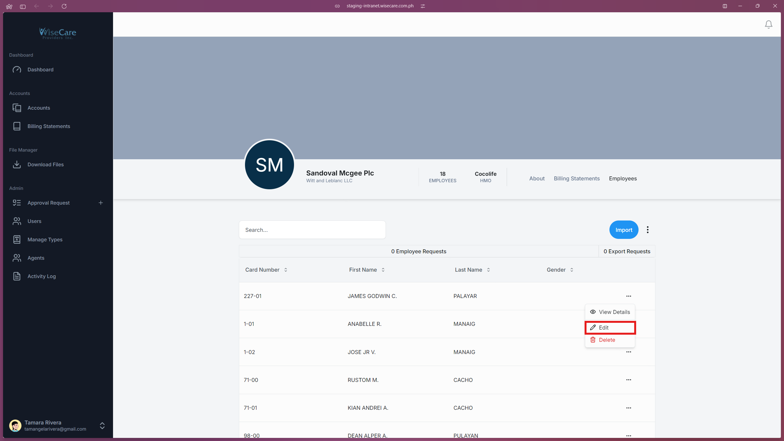 Company Employees Edit Company Employees Edit