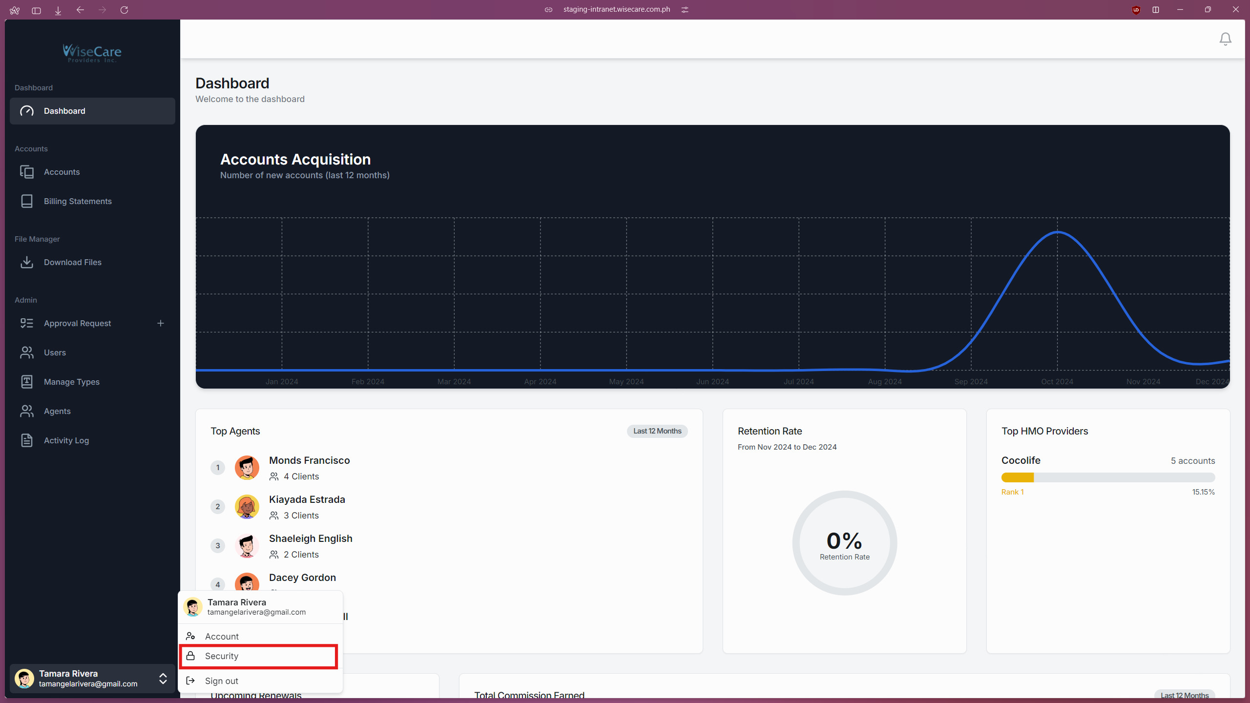 Navigating to Security Settings Page Navigating to Security Settings Page
